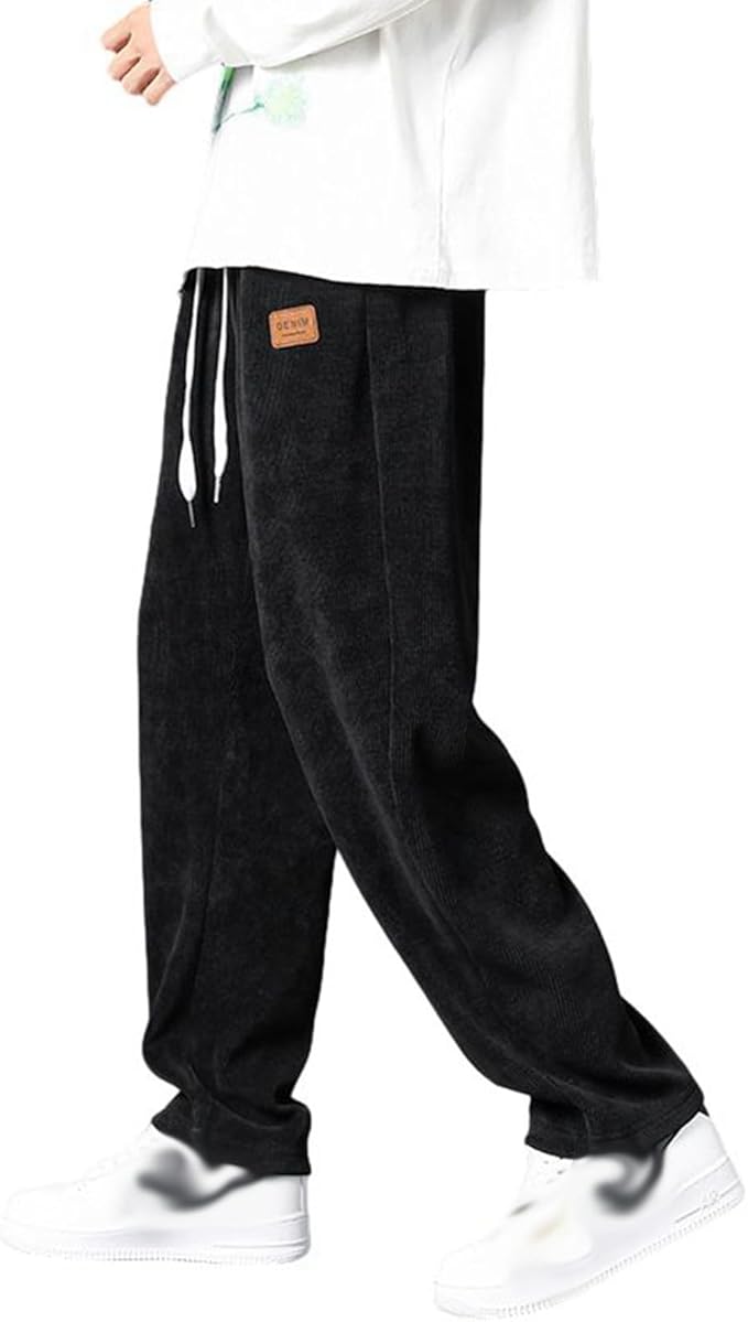 Pantalons de Jogging Amples Y2K Coréens unisexe , Basiques Unis en Gris, Pantalons de Sport Décontractés avec Cordon de Serrage