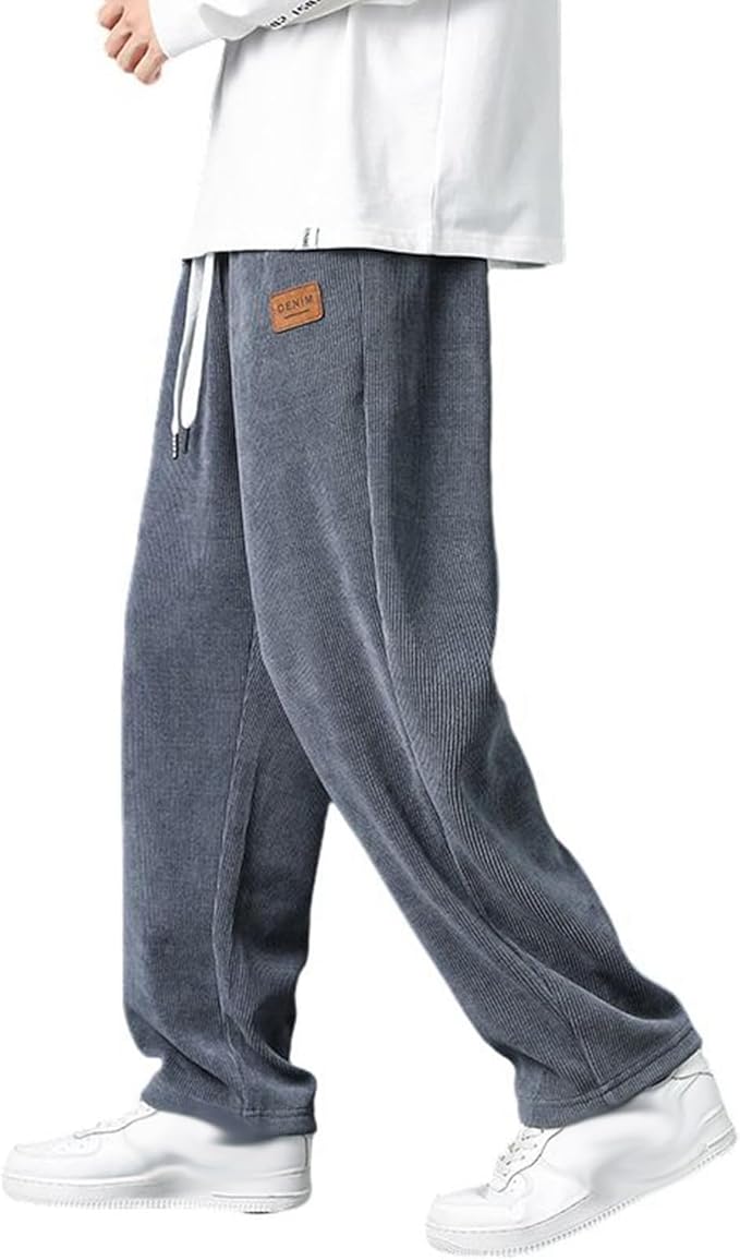 Pantalons de Jogging Amples Y2K Coréens unisexe , Basiques Unis en Gris, Pantalons de Sport Décontractés avec Cordon de Serrage